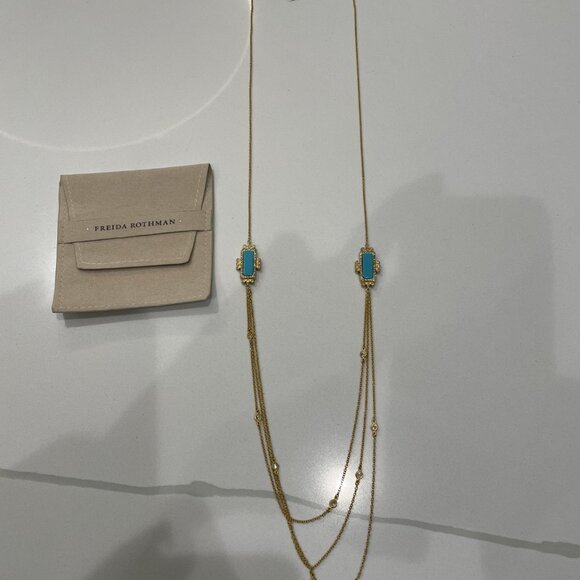 Freida Rothman 36" multi-strand turquoise Station Necklace - Retail $695 - Picture 2 of 6